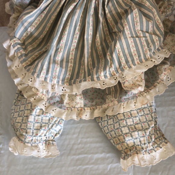 Vtg 80s Hand Made OOAK Bunny Rabbit Doll Fleece Dress Ears Cotton Apron 21” - Picture 4 of 7